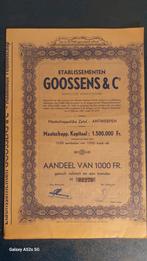 Établissements GOOSSENS&CO., Enlèvement ou Envoi, 1920 à 1950, Certificat d'action