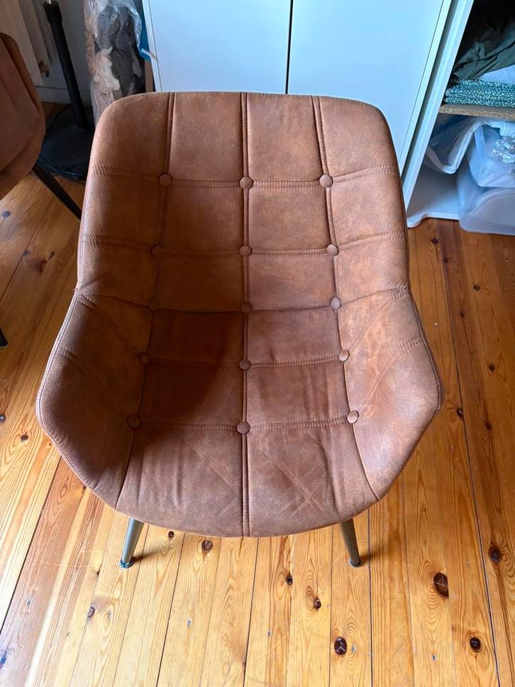 6 cognac eetkamerstoelen – microvezel – Weba –, Maison & Meubles, Chaises, Comme neuf, Cinq, Six Chaises ou plus, Synthétique