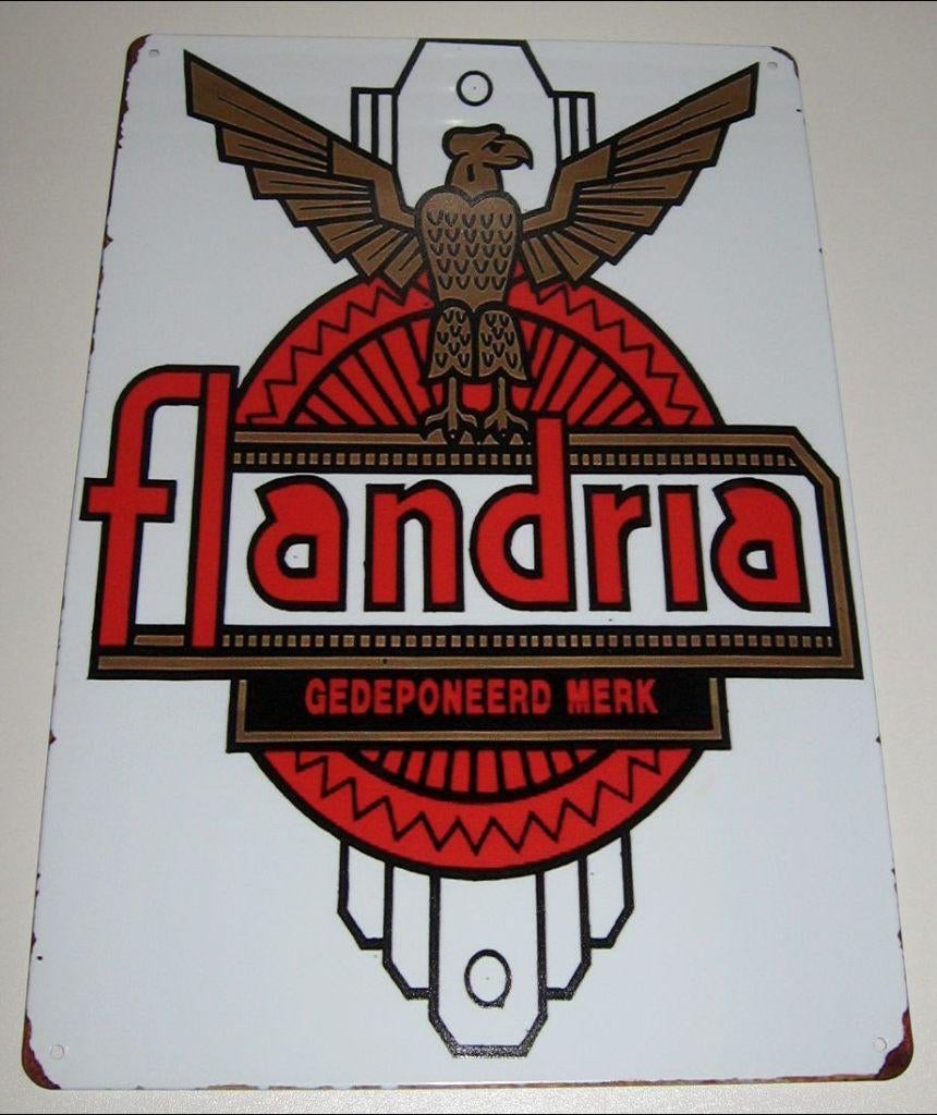 FLANDRIA BROMMER : Metalen Bord Oldtimer Logo Flandria, Collections, Marques & Objets publicitaires, Neuf, Panneau publicitaire