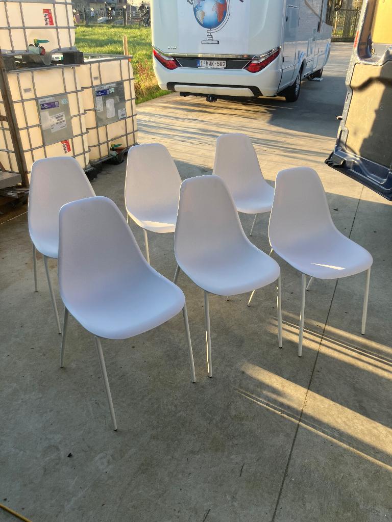 Witte stoelen, Huis en Inrichting, Stoelen, Ophalen, Kunststof, Wit, Zo goed als nieuw