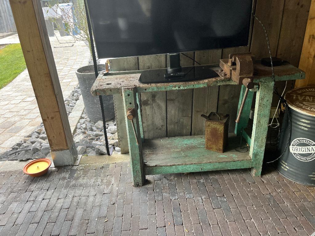 Authentieke werkbank ( te restaureren), Ophalen, Gebruikt, 120 tot 170 cm, Bankschroef