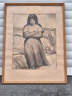 Fusain signe eugeen van mieghem, Antiquités & Art, Enlèvement ou Envoi