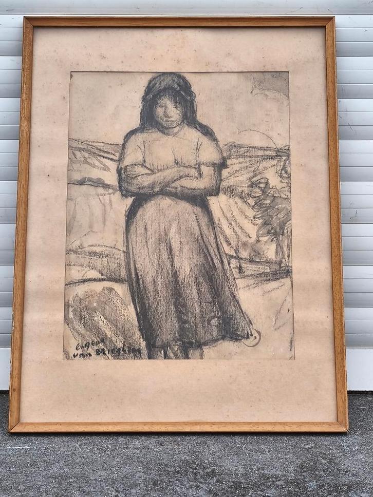 Fusain signe eugeen van mieghem, Antiquités & Art, Art | Dessins & Photographie, Enlèvement ou Envoi