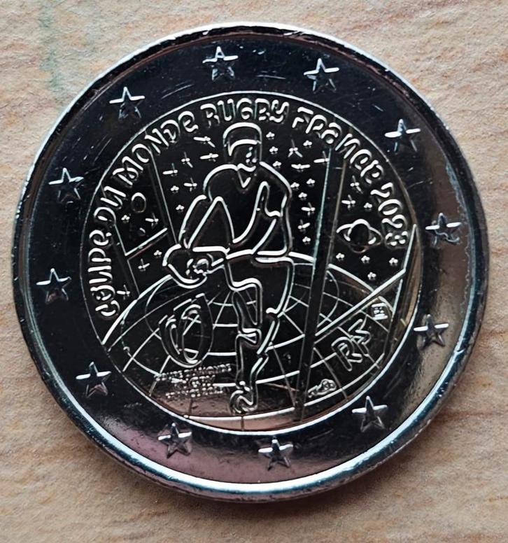 2 euro herdenkingsmunt frankrijk 2023 wk rugby, Postzegels en Munten, Munten | Europa | Euromunten, Losse munt, 2 euro, Frankrijk
