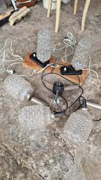 Ensemble luminaires vintage '60 – lustre triple + 2 lampes, Maison & Meubles, Enlèvement ou Envoi, Utilisé