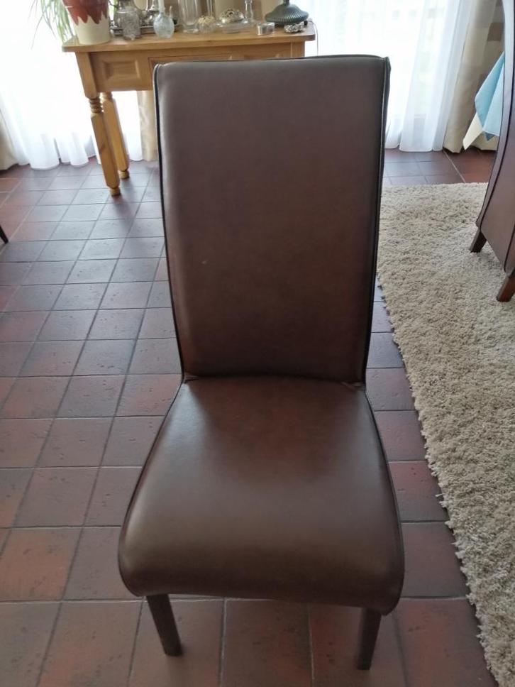 6 stuks lederen stoelen, Huis en Inrichting, Stoelen, Gebruikt, Vijf, Zes of meer stoelen, Leer, Bruin, Ophalen