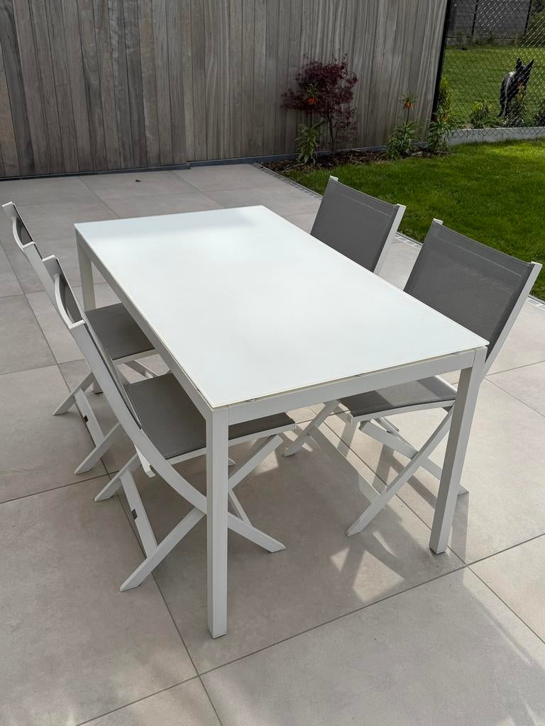 Tuinset perfect onderhouden, Tuin en Terras, Tuinsets en Loungesets, Zo goed als nieuw, Tuinset, Aluminium, Bijzettafel, Ophalen of Verzenden