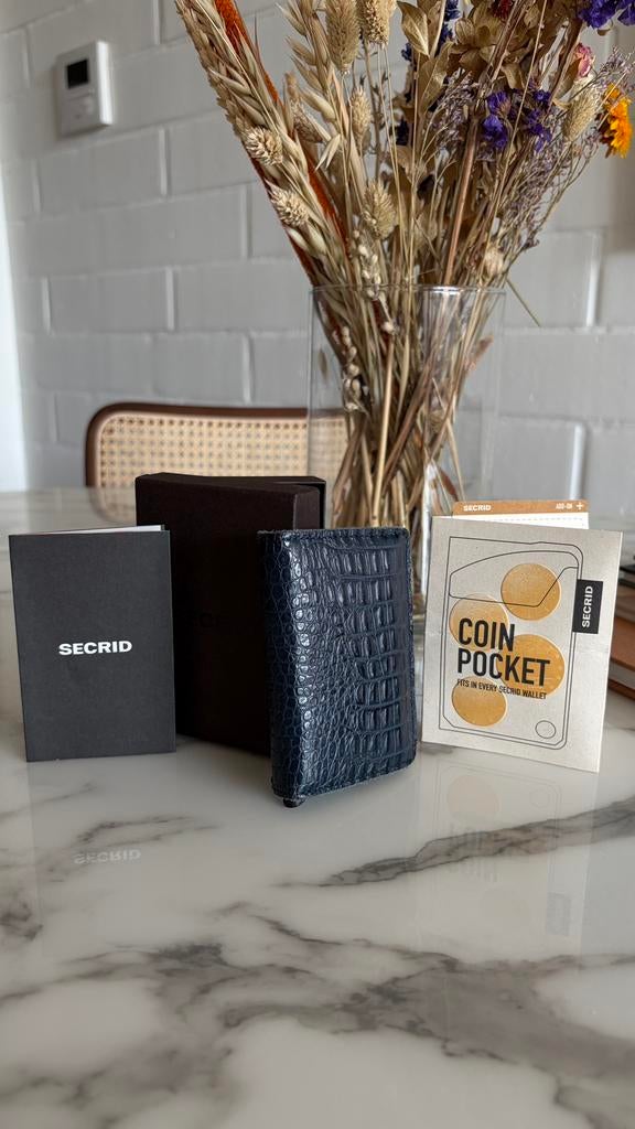 Secrid Slimwallet Croco Nile Blue + Coinpocket, Overige merken, Blauw, Ophalen of Verzenden, Zo goed als nieuw