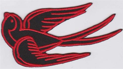 Rock'n'Roll Zwalluw stoffen opstrijk patch embleem #3, Verzamelen, Muziek, Artiesten en Beroemdheden, Nieuw, Kleding, Verzenden