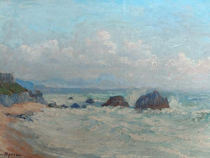 Gaston Moreau 1855, Ilbarittz, Biarittz, Antiek en Kunst, Kunst | Schilderijen | Klassiek, Ophalen of Verzenden