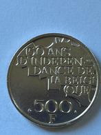 500 fr - 150 jaar Belgische onafhankelijkheid 1980, Ophalen of Verzenden, Verzilverd, Losse munt