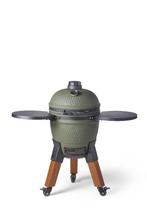 Kamado bbq Green wood-look voet, alu tafels, wieltjes NIEUW!, Tuin en Terras, Houtskoolbarbecues, Ophalen of Verzenden, Nieuw