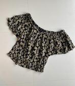 Zwarte crop top met madeliefjes (Forever 21 - S), Zwart, Ophalen of Verzenden, Zo goed als nieuw, Maat 36 (S)