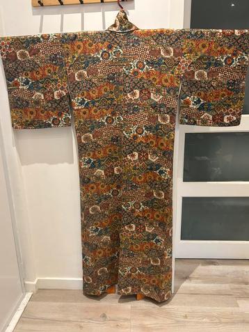 Vintage zijden kimono — Komon met all-over sarasapatroon beschikbaar voor biedingen