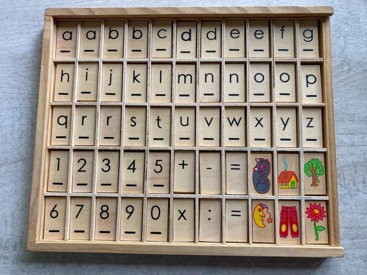 HOUTEN LETTERS, CIJFERS, PLAATJES, Kinderen en Baby's, Speelgoed | Educatief en Creatief, Zo goed als nieuw, Taal en Lezen, Rekenen