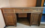 Dubbelzijdig eikenhouten bureau L: 147 cm B: 86 cm H: 82 cm, Huis en Inrichting, Ophalen, Gebruikt