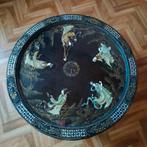 Chinese salontafel met parelmoer-inlegwerk en een glazen bla, Antiek en Kunst, Ophalen