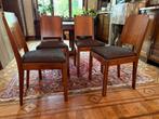 4 Art Déco stoelen in massief mahoniehout, Huis en Inrichting, Ophalen, Gebruikt, Bruin, Art Deco