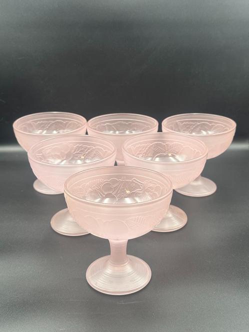 Set van 6 Retro Roze Glazen Kommen – Arcoroc Luminarc Frankr, Antiek en Kunst, Antiek | Glaswerk en Kristal, Verzenden