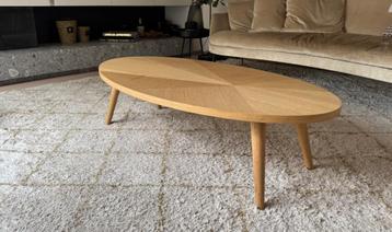 massief eiken salontafeltje, Huis en Inrichting, Tafels | Salontafels, Ophalen, 100 tot 150 cm, 50 tot 75 cm, Scandinavisch
