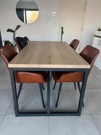 Eettafel staal met hout 6 personen, Huis en Inrichting, Ophalen, Gebruikt, 50 tot 100 cm, Vijf personen of meer