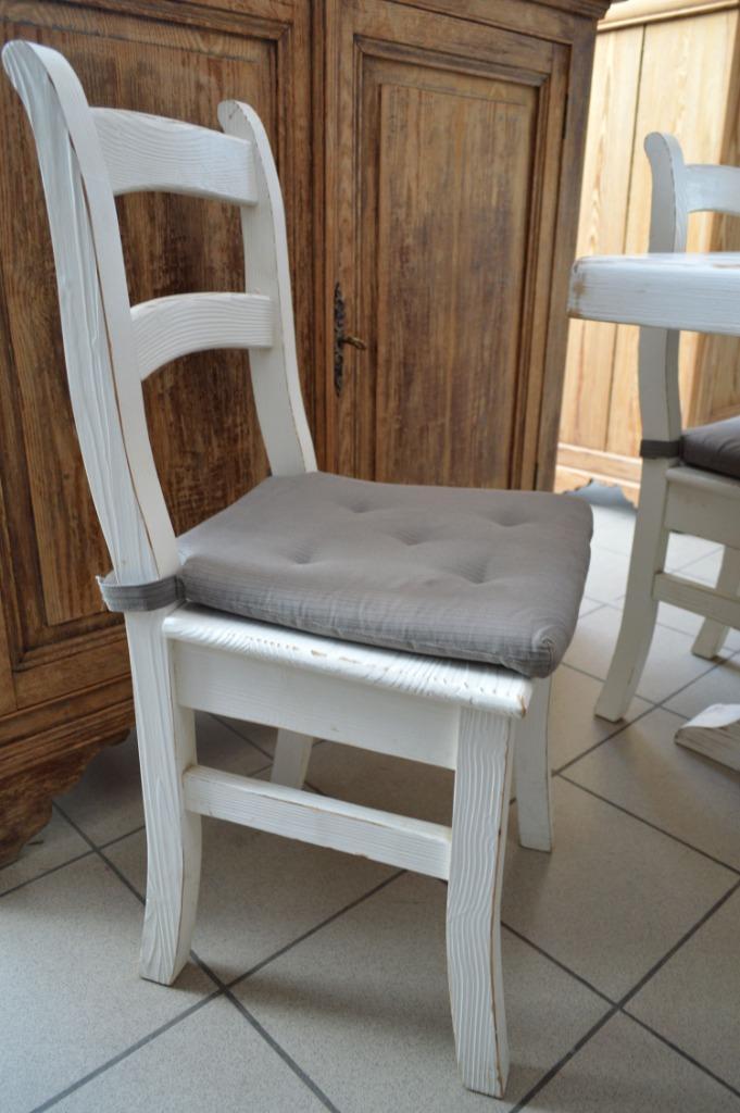 6 witte massieve grenen stoelen, Huis en Inrichting, Stoelen, Zo goed als nieuw, Vijf, Zes of meer stoelen, Hout, Wit, Ophalen of Verzenden