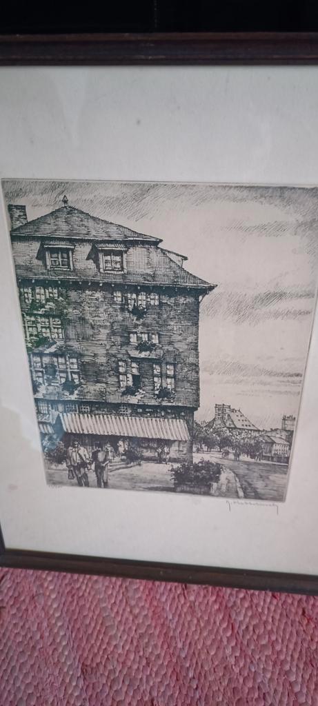 Eau forte maison Havart Liège, Antiek en Kunst, Kunst | Tekeningen en Fotografie