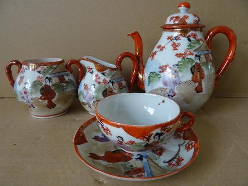 Theeservies vintage Japans theeservies Kutani porselein 1950, Antiek en Kunst, Antiek | Porselein, Ophalen of Verzenden