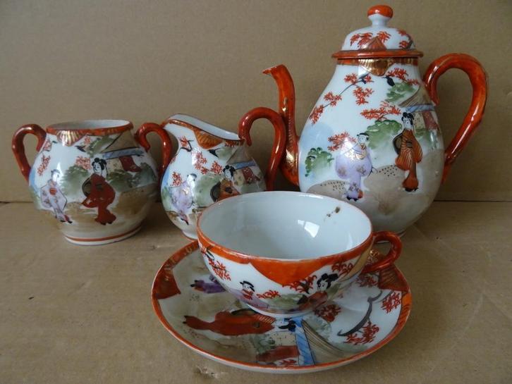 Theeservies vintage Japans theeservies Kutani porselein 1950, Antiek en Kunst, Antiek | Porselein, Ophalen of Verzenden