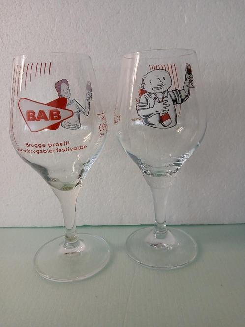 Twee BAB-glazen van Brie AIGLE BELGICA, Verzamelen, Biermerken, Zo goed als nieuw, Glas of Glazen, Overige merken, Ophalen of Verzenden