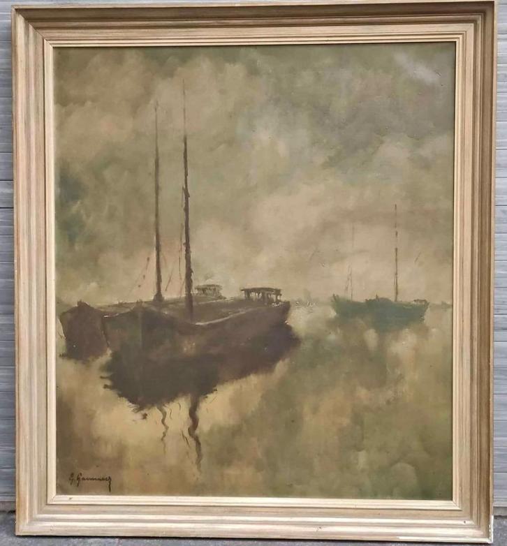 Huile sur toile marine signe Émile lammers, Antiek en Kunst, Kunst | Schilderijen | Klassiek, Ophalen of Verzenden