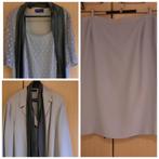 Dominew, feestelijke blazer, bloes, rok en sjaal 8XL/56/28, Ophalen of Verzenden, Zo goed als nieuw, Grijs, Blouse of Tuniek