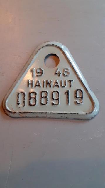 Plaque de velo hainaut 1948, Enlèvement ou Envoi