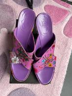 Gucci Flora Cyclamin Crossover Heel Slide Sandals, Kleding | Dames, Schoenen, Overige kleuren, Verzenden, Sandalen of Muiltjes