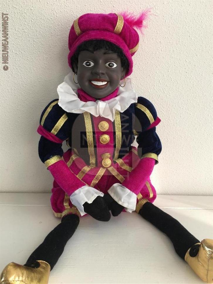 Authentieke V&D etalage zwarte Piet pop - 60cm, roze/blauw, Divers, Saint-Nicolas, Envoi