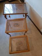 tables d'appoint en bois avec verre, 45 à 60 cm, 55 à 75 cm, Rectangulaire, Bois