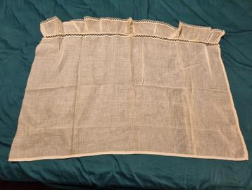 Très ancien rideau tissu artisanal bordure vraie dentelle