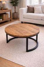 Ronde houten bijzettafel / salontafel – stevig & stijlvol, Huis en Inrichting, Tafels | Salontafels, Ophalen, Rond