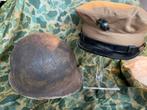 WO2 M1 helm & pet van WO2 veteraan, Collections, Objets militaires | Seconde Guerre mondiale, Enlèvement ou Envoi, Marine, Casque ou Béret