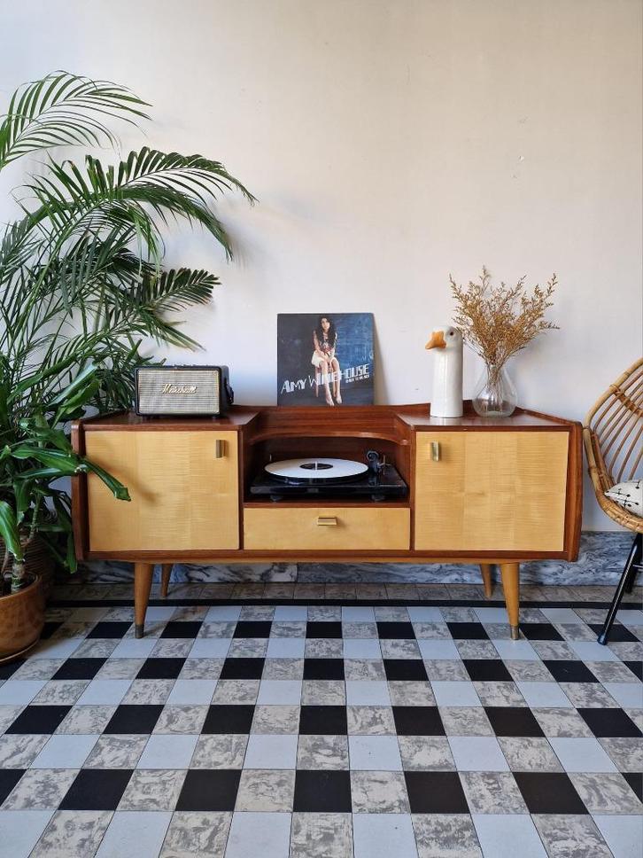 Vintage sixties dressoir | platenspeler meubel | kast retro, Huis en Inrichting, Kasten | Dressoirs, Gebruikt, 100 tot 150 cm