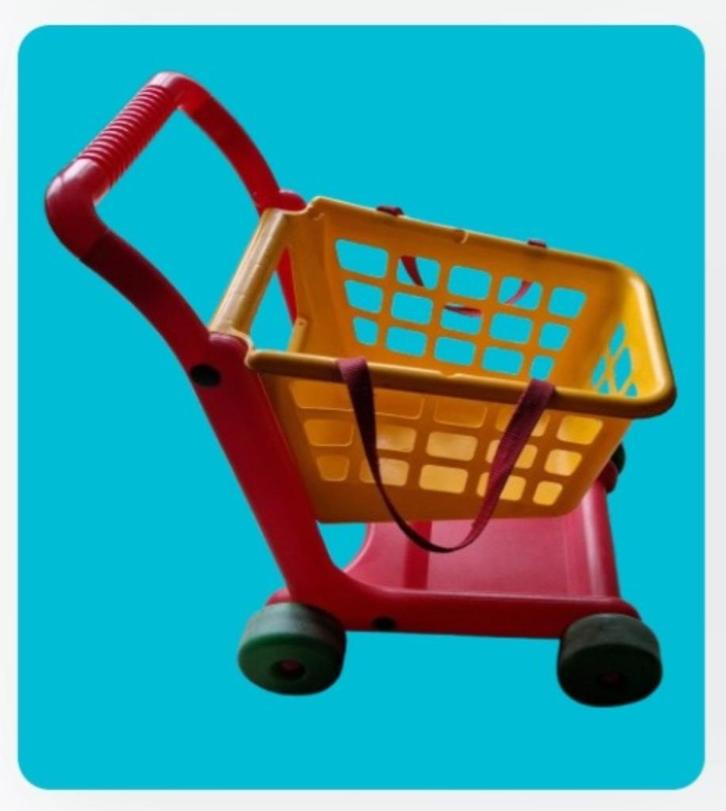 Smoby 🛒 -winkelwagentje + 60 winkelartikelen, Kinderen en Baby's, Speelgoed | Educatief en Creatief, Gebruikt, Rekenen, Ophalen