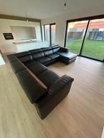 Grote gezellige Natuzzi zwarte lederen zetel ongebruikt, Huis en Inrichting, Zetels | Zetels, Ophalen, 100 tot 125 cm, Zwarte lederen zetel,