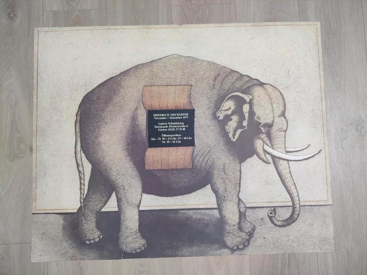 Affiche exposition 'Elephant' de Frederich Meckseper - 1973, Antiquités & Art, Art | Eaux-fortes & Gravures, Enlèvement