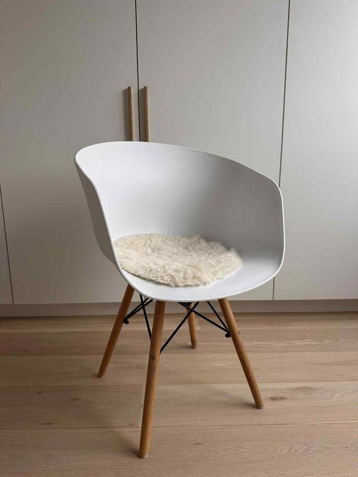 Set van 6 witte eetkamerstoelen, Huis en Inrichting, Stoelen, Gebruikt, Vijf, Zes of meer stoelen, Hout, Kunststof, Wit, Ophalen