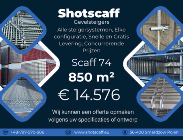 Gevelsteiger Plettac | 850 m² | Topprijs, Doe-het-zelf en Bouw, Steigers, Nieuw, Gevelsteiger, 5 meter of hoger, Ophalen