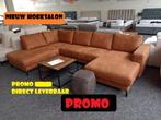 SALON NIEUW in cognac microvezel 304cm/198/148 + Levering, Ophalen, Nieuw, Stof