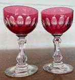 4 glazen val saint lambert gekleurd kristal made in belgium, Antiek en Kunst, Ophalen of Verzenden