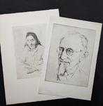 LOT van twee etsen met portretten - anoniem, Antiek en Kunst, Kunst | Etsen en Gravures, Ophalen of Verzenden