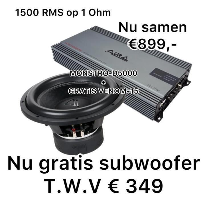 MONSTRO-D5000 + GRATIS AURA VENOM-15, Auto diversen, Autospeakers