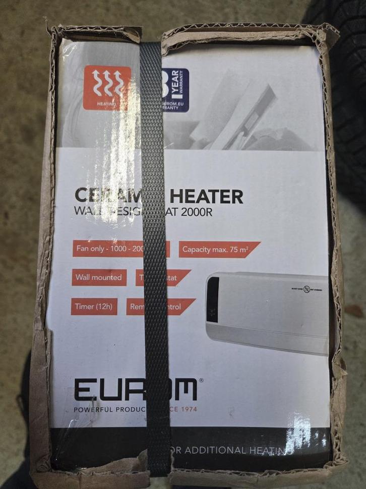 Eurom Wall Designheat 2000 chauffage céramique mural 2000W, Bricolage & Construction, Chauffage & Radiateurs, Neuf, Thermostat
